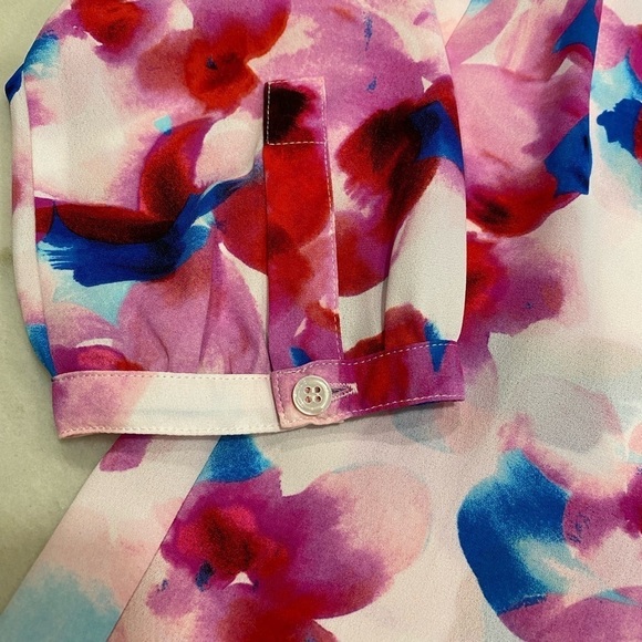 NYDJ Henley Blouse size Small Floral Flowy 3/4 Length Sleeves - Picture 6 of 15